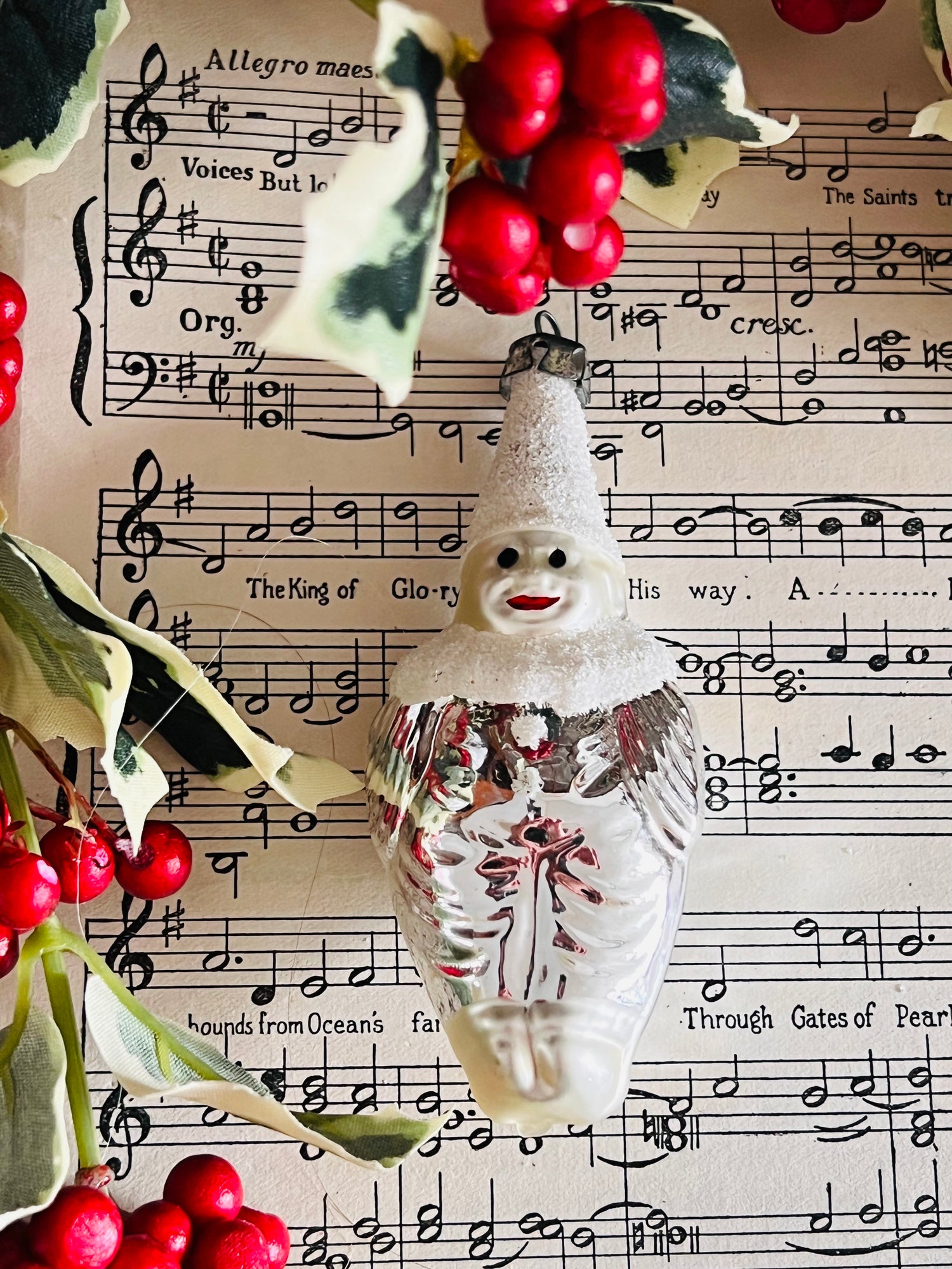 Kerstbal Pierrot vintage kerstornament