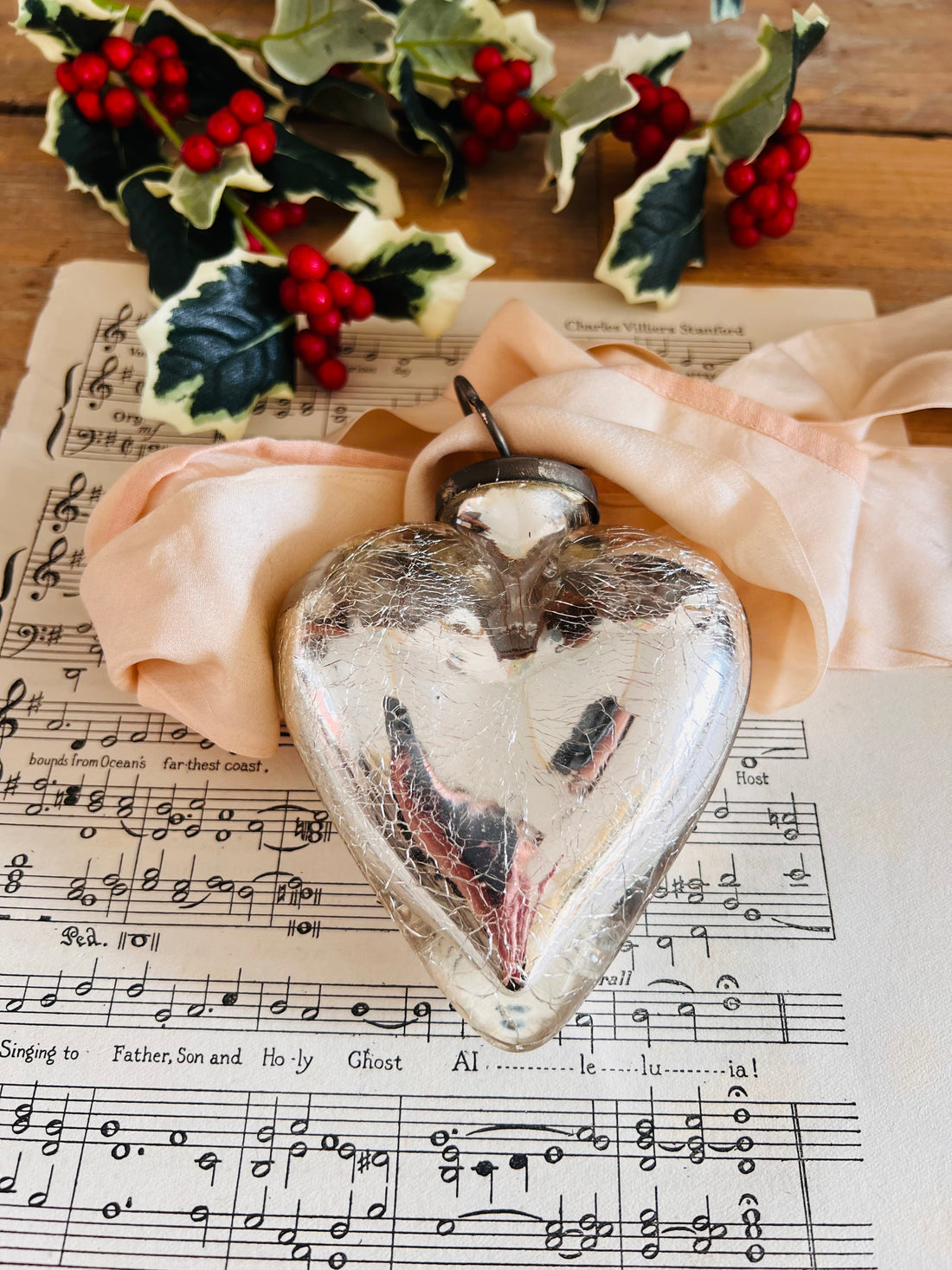 zilverkleurige kerstbal hart