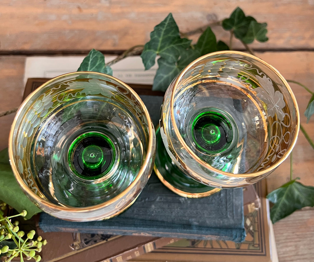 Two crystal Roemer wine glasses