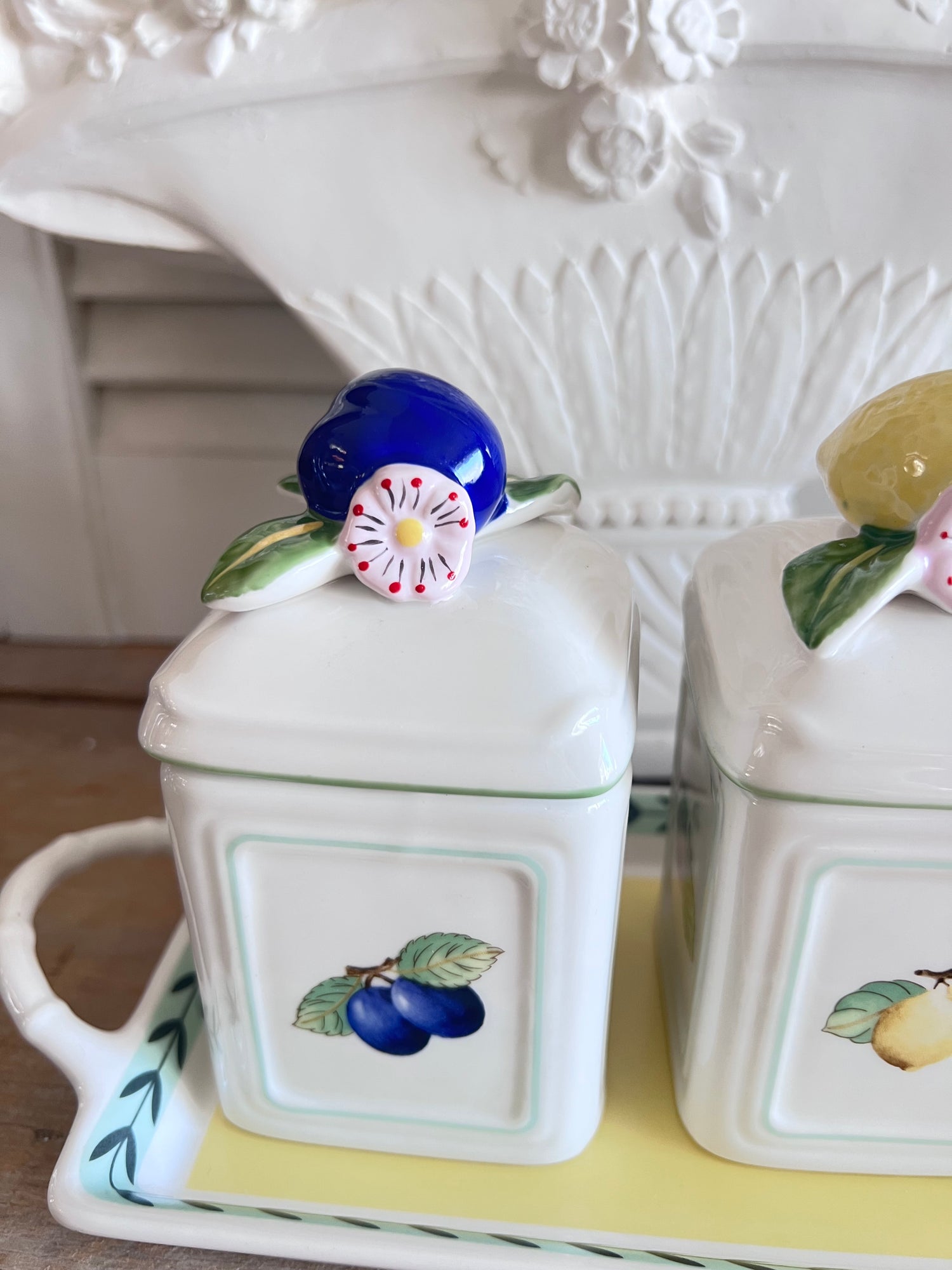 Villeroy &amp;amp; Boch jampotjes, French Garden Charm, puntgave jampotjesset, porseleinen jampot, Villeroy &amp;amp; Boch ontbijtservies, vintage French Garden Charm, stijlvolle jampot set, Villeroy &amp;amp; Boch porselein, Franse tuinmotieven, Villeroy &amp;amp; Boch servies kopen