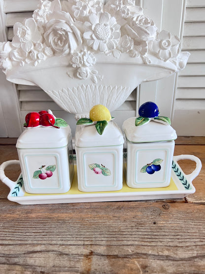 Villeroy &amp;amp; Boch jampotjes, French Garden Charm, puntgave jampotjesset, porseleinen jampot, Villeroy &amp;amp; Boch ontbijtservies, vintage French Garden Charm, stijlvolle jampot set, Villeroy &amp;amp; Boch porselein, Franse tuinmotieven, Villeroy &amp;amp; Boch servies kopen