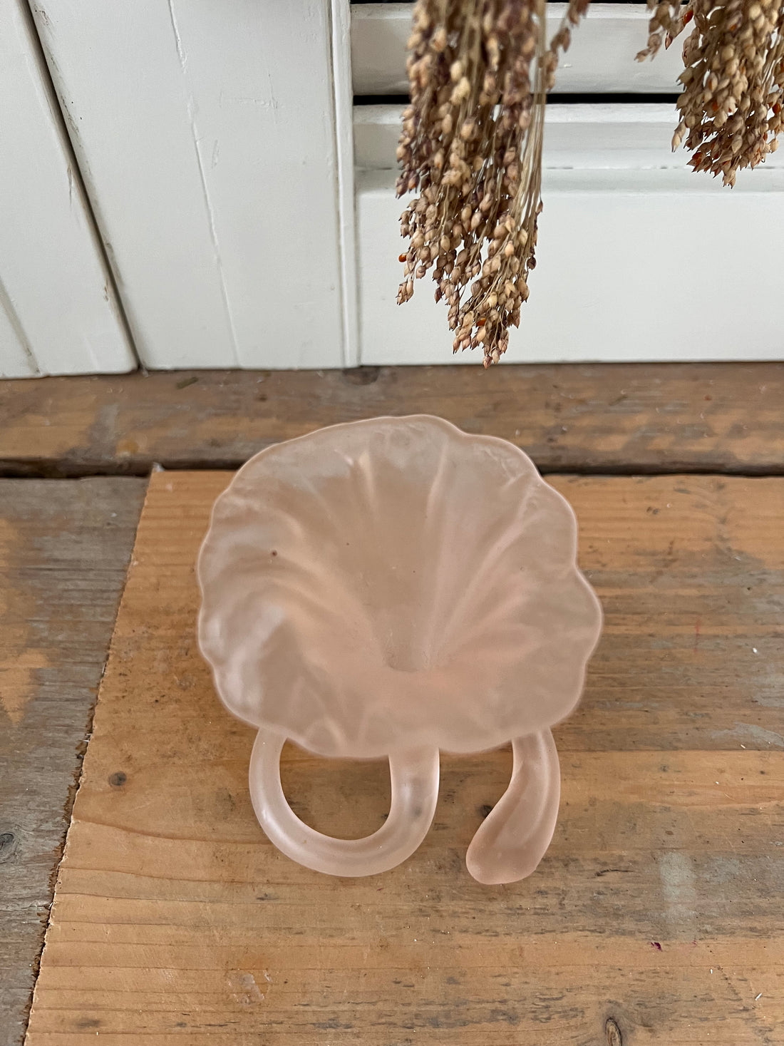 Roze solifleur vaasje mat glas