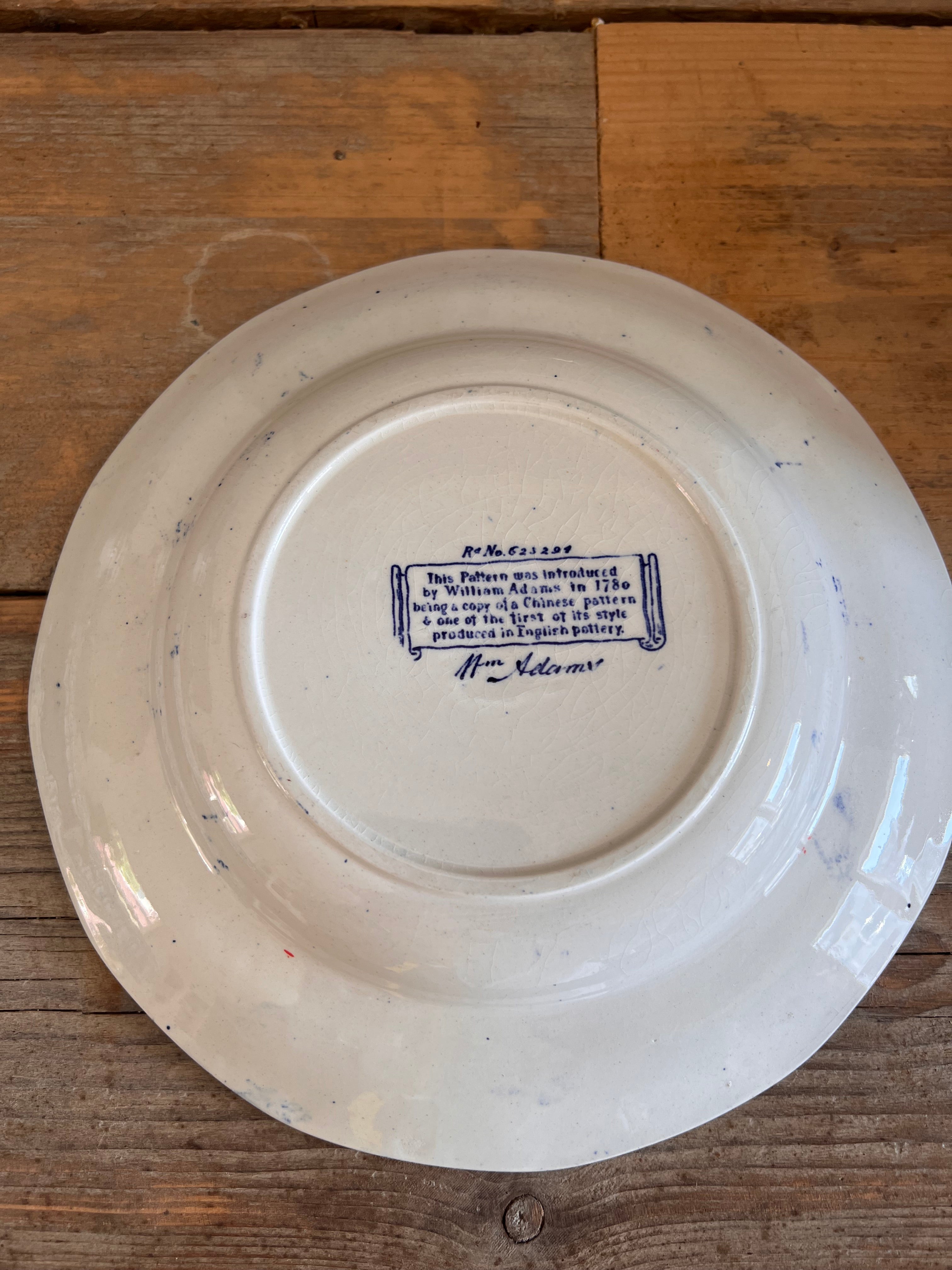 William Adams Blue bird soup plate