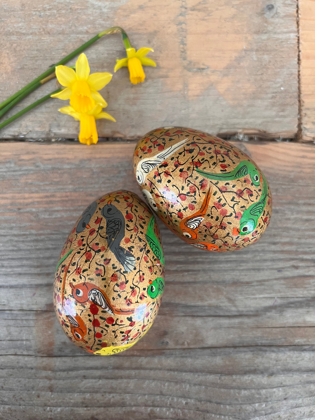 Bohemian easter eggs birds