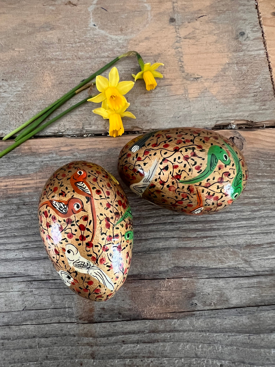 Bohemian easter eggs birds