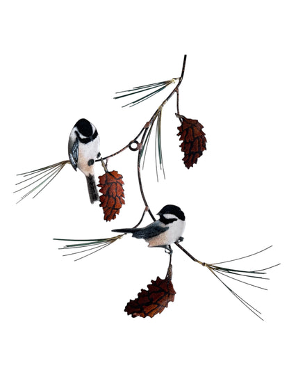 Bovano emaille kunstwerk, geemaillerd kunstwerk koolmezen, vogeltjes, muurdecoratie, kunst voor aan de muur, handgemaakt